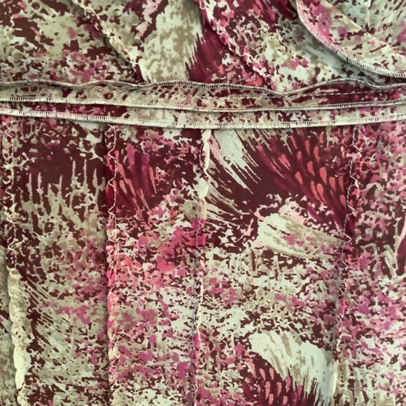 Anne Taylor 100% Silk Lined Sheer Sleeveless Blouse Mauve/ Tan/ Burgundy Size 2P - Picture 3 of 6